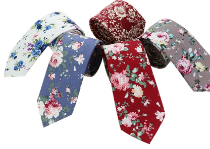 Men Floral Pattern Casual Fashion Cotton Tie 6cm