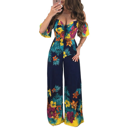 Sexy Women Jumpsuit Women Off Shoulder Self Tie Yellow Jumpsuits 2021 New Ruffle Half Sleeve Elegant Jumpsuit