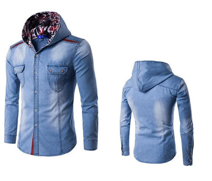 HOODED DENIM SHIRT