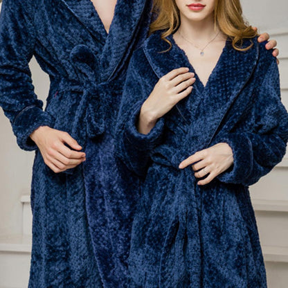 Winter Sleep Bath Robe Women Men Warm Fleece  Robes