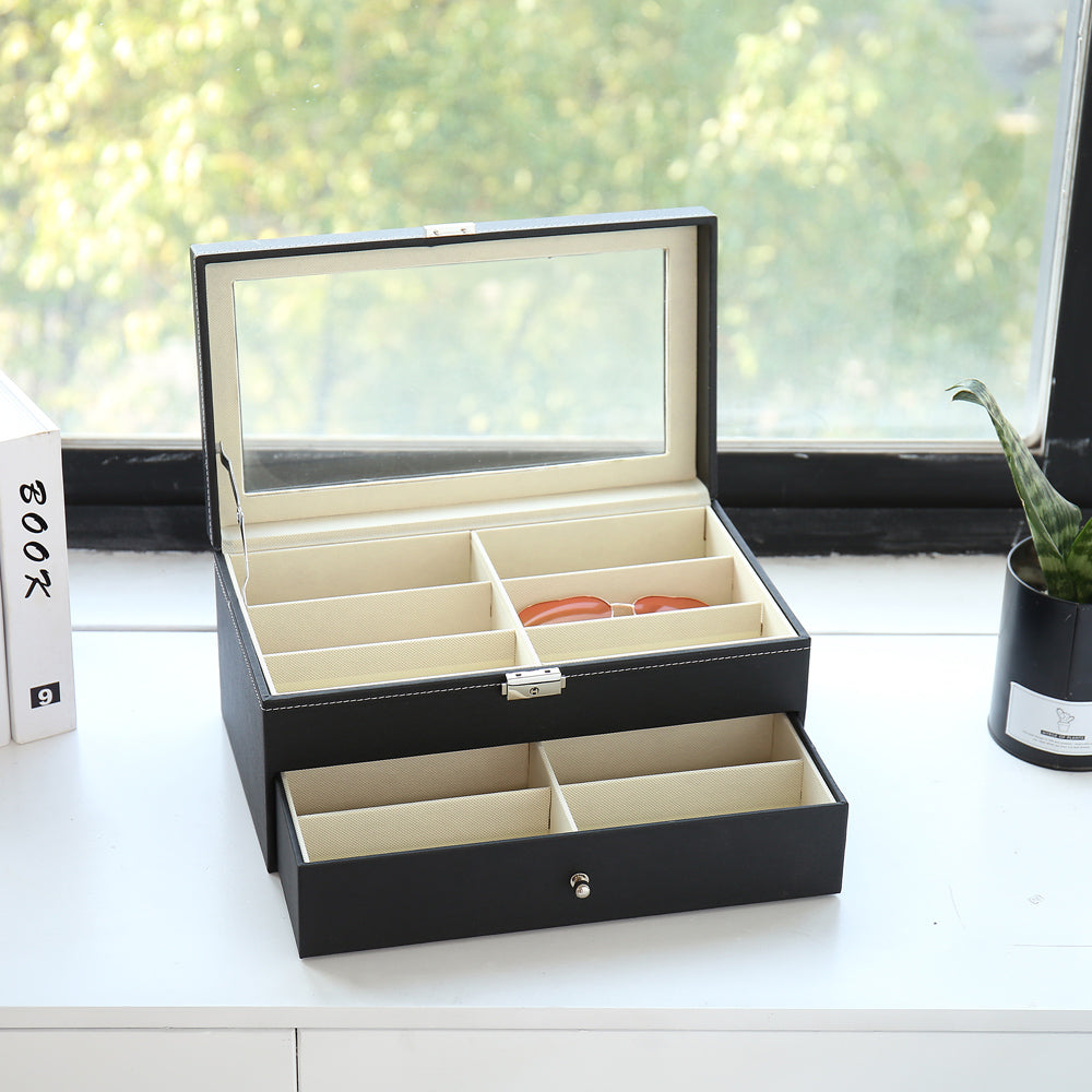 Double storage display glasses case