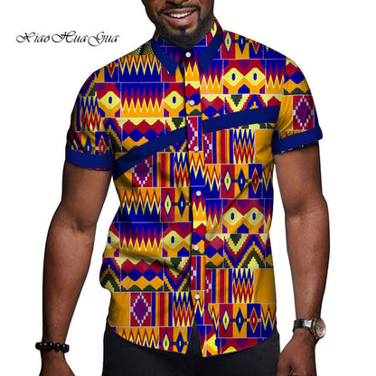 African Men Clothing Printed Short Sleeve Top T Shirt