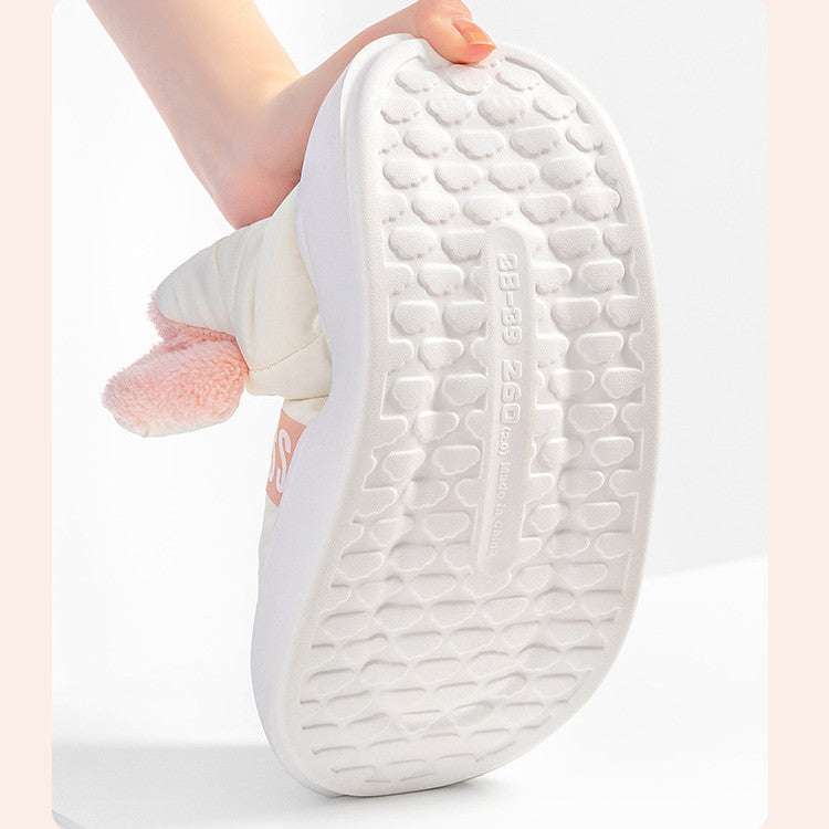 Wear Resistant Plush Warm Down Slippers