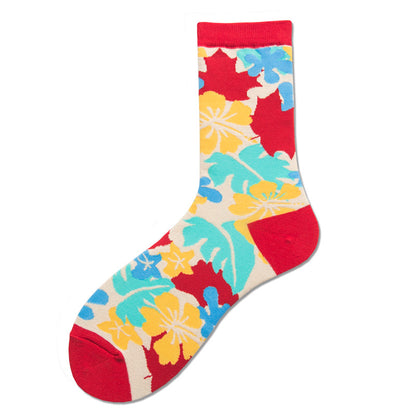 Delivery Spring And Autumn Men's Socks Rhombus Landscape Painting Tide Brand Socks