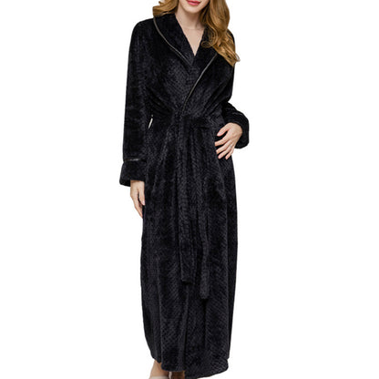 Winter Sleep Bath Robe Women Men Warm Fleece  Robes