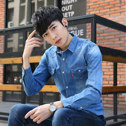 New men's denim shirt