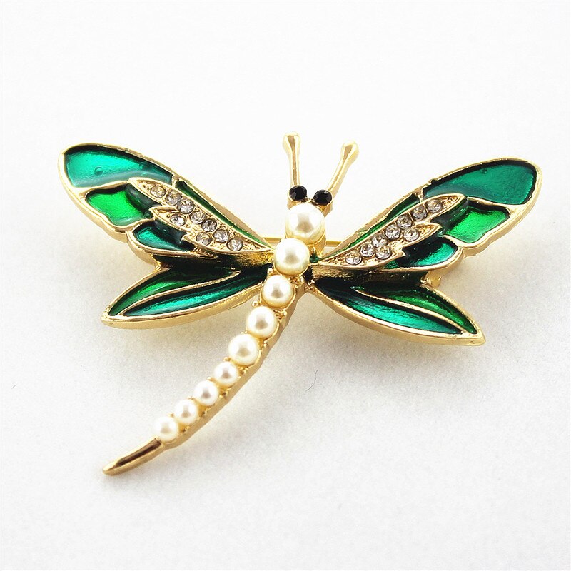 Green dragonfly pin