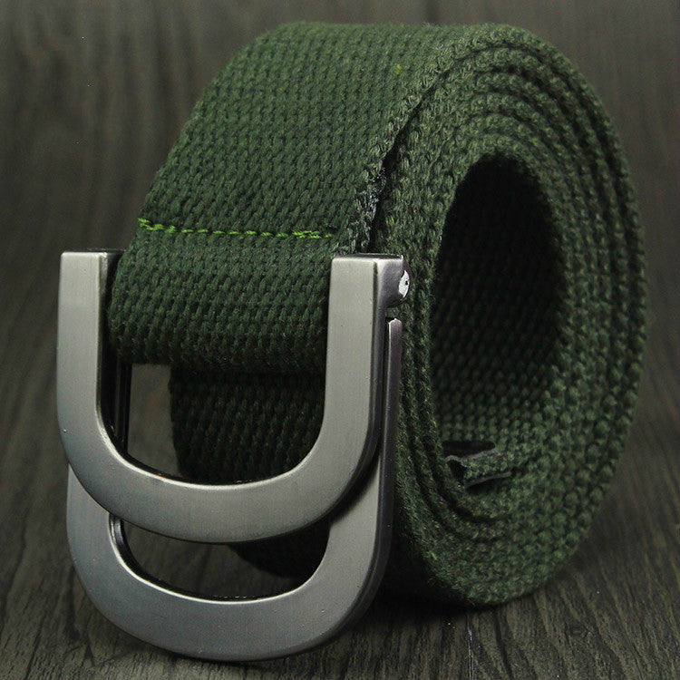 Double-loop buckle D canvas belt