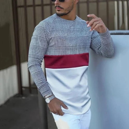 Fashion long sleeve round neck T-shirt