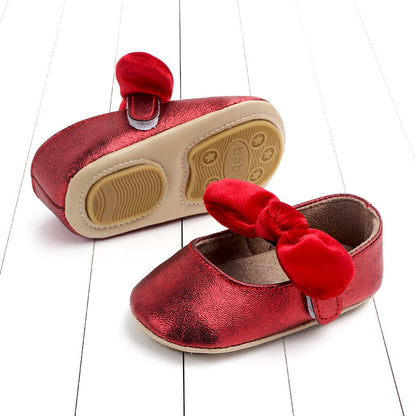 Spring bowknot rubber sole baby toddler shoes