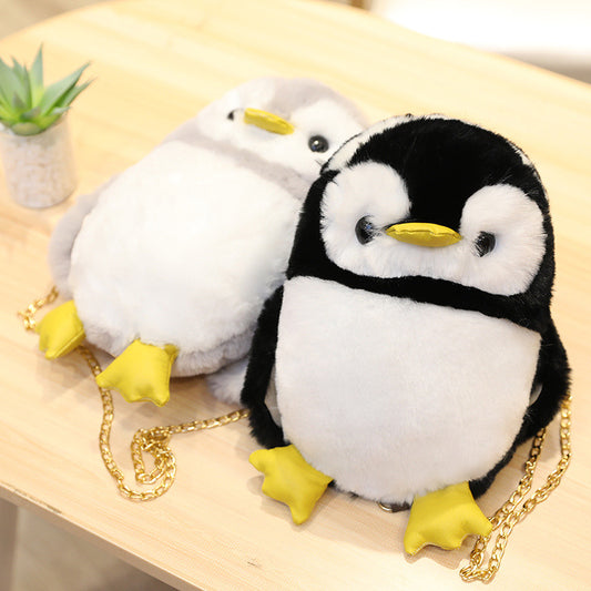 Kawaii Penguin Crossbody Bag Plush Toy Soft Stuffed Shoulder Bag Shoulder Satchel Bag Cosmetic Bag