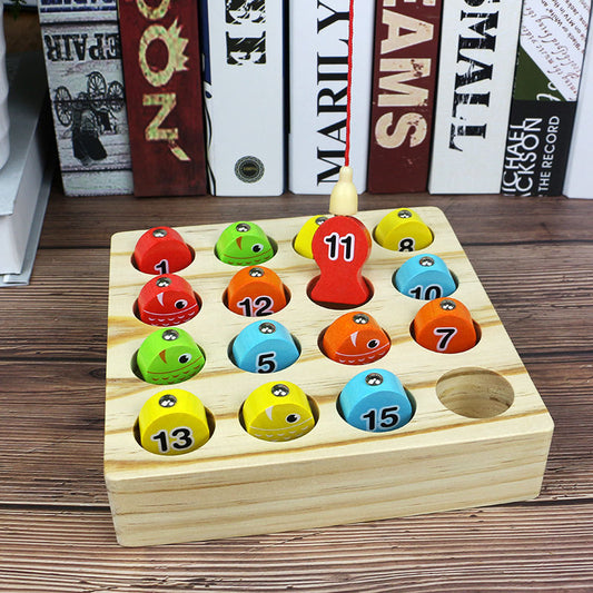 Digital fishing toy wooden magnetic
