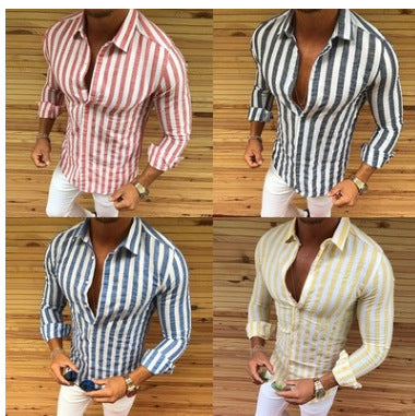 Striped long sleeve button shirt