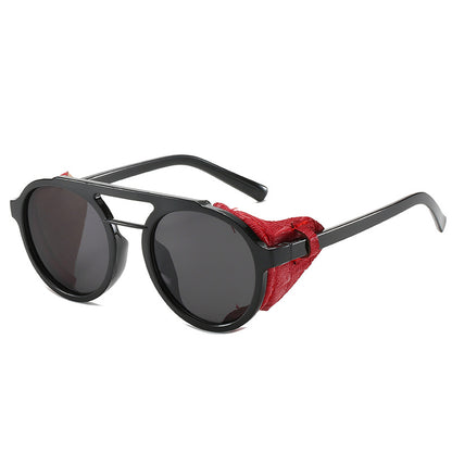 Retro round frame double beam sunglasses