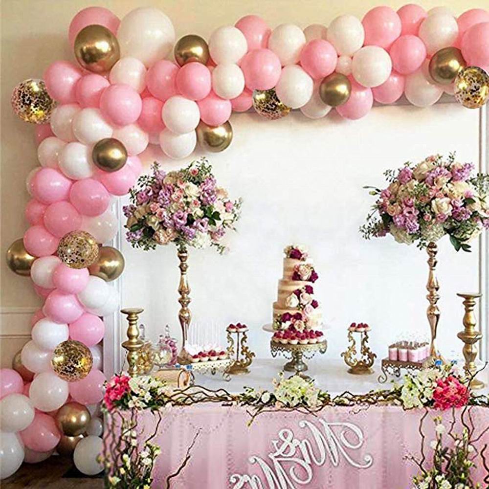 127pcs Pink Balloon Arch Garland Kit White Pink Gold Confetti Latex Balloons Baby Shower Wedding Birthday Party Decorations