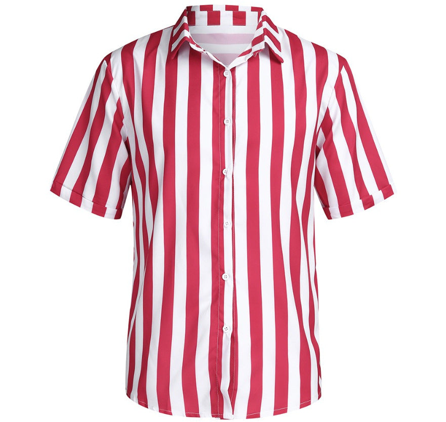 Striped casual men's shirt short sleeve