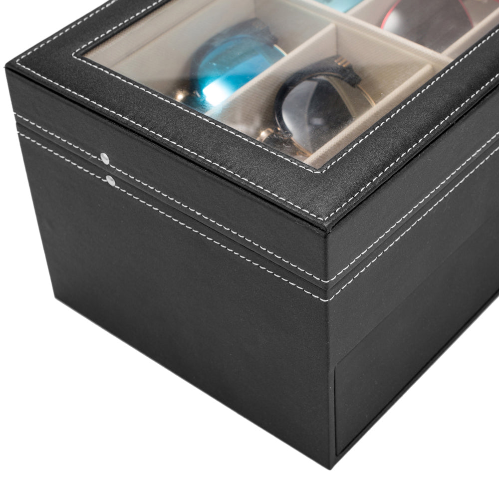 Double storage display glasses case