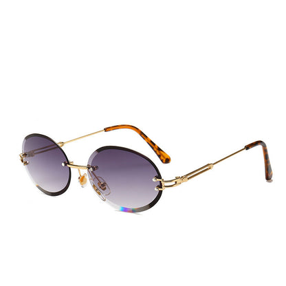 Frameless trimmed oval sunglasses