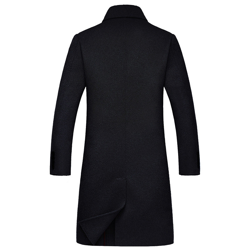 Double-breasted long double-sided woolen coat