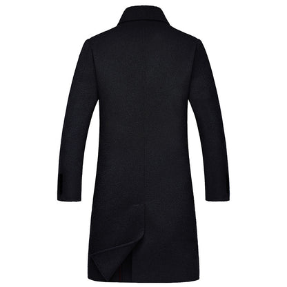 Double-breasted long double-sided woolen coat