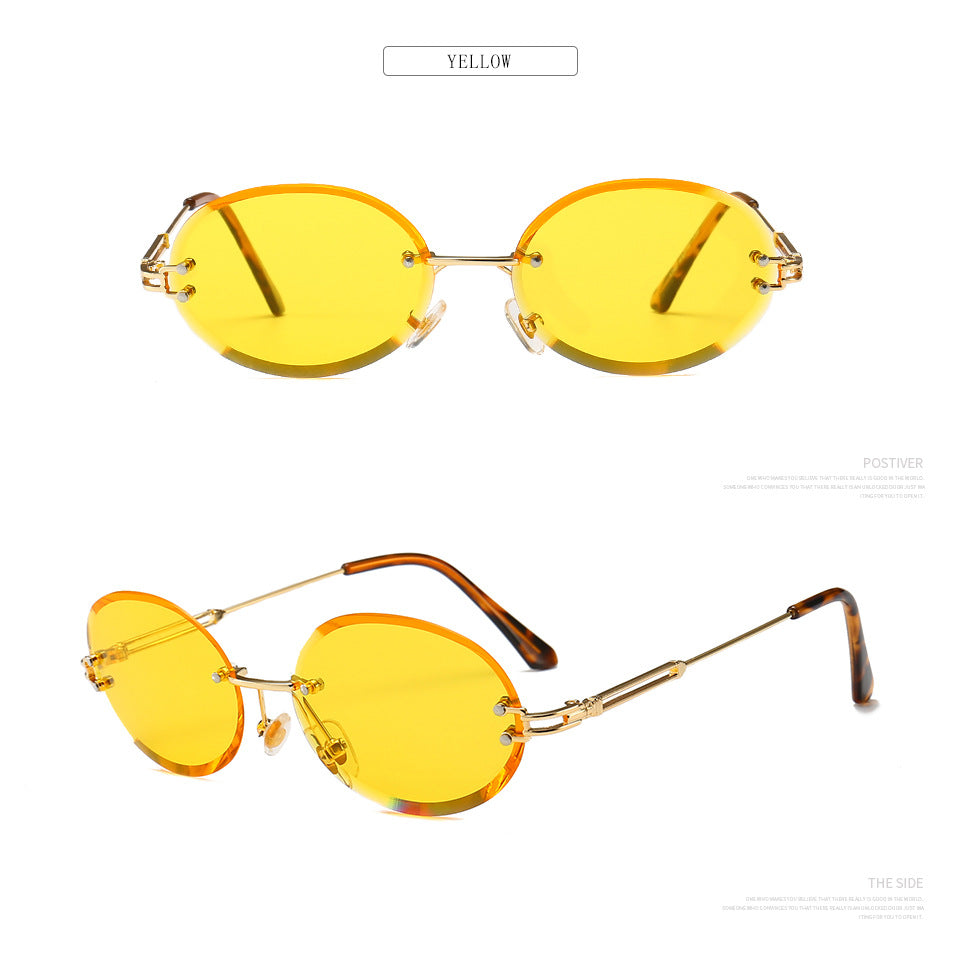 Frameless trimmed oval sunglasses