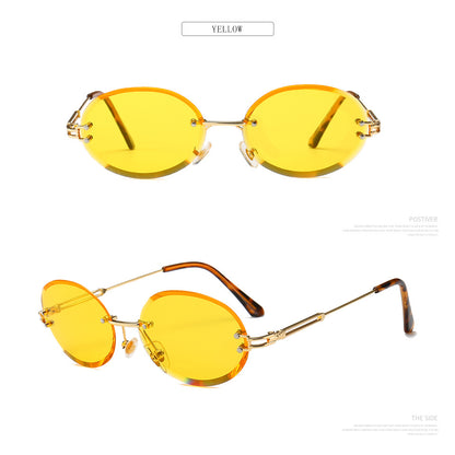 Frameless trimmed oval sunglasses