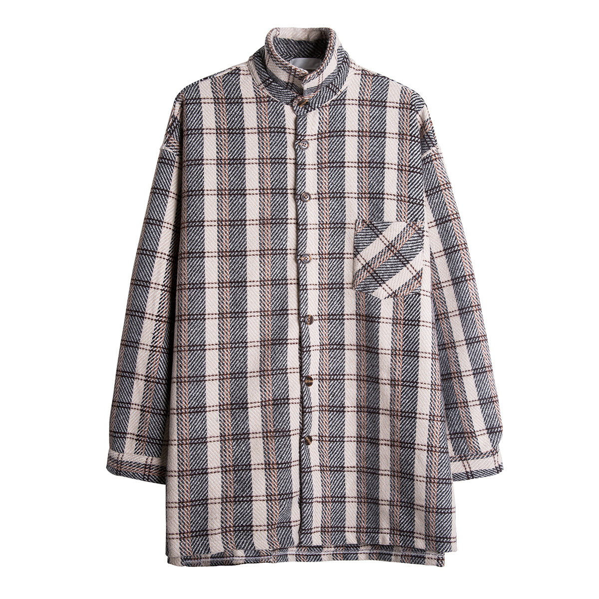 Autumn and winter day retro woolen coat men's long shirt 2021 new plaid shirt thickening