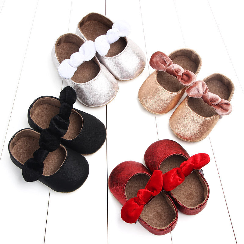 Spring bowknot rubber sole baby toddler shoes