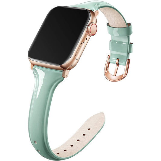 Compatible with Apple, Suitable For Apple Watch 6se Strap Apple Watch Small Waist Glossy Patent Leather Iwatch Leather Strap