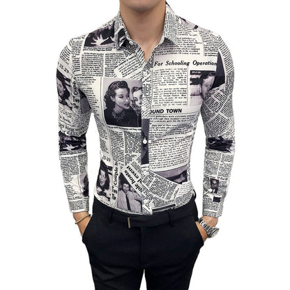 Men's long-sleeved floral shirt