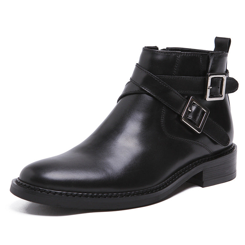 Leather short boots for men