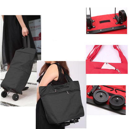 Hand bag shopping cart, folding towing bag retractable