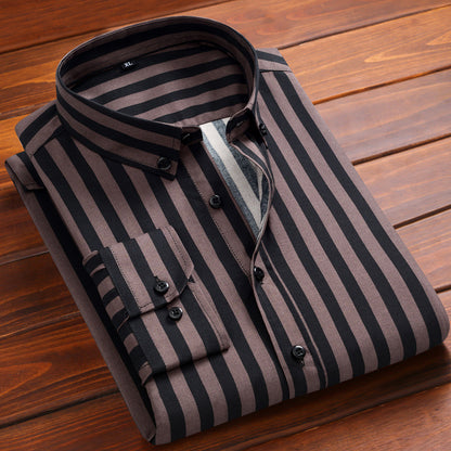 Striped Japanese Men's Long Sleeve Shirt Slim Fit