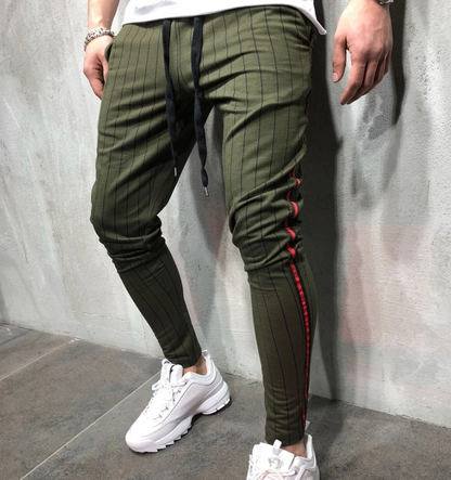 Striped tether jogging men's trousers