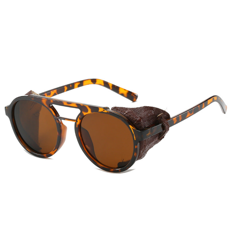 Retro round frame double beam sunglasses