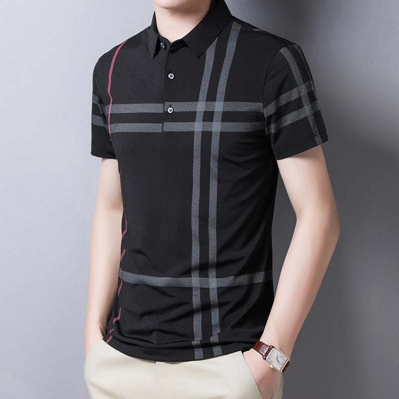 Men Summer Striped Polo Shirt Short Sleeve Slim Fit Polos Fashion Streetwear Tops