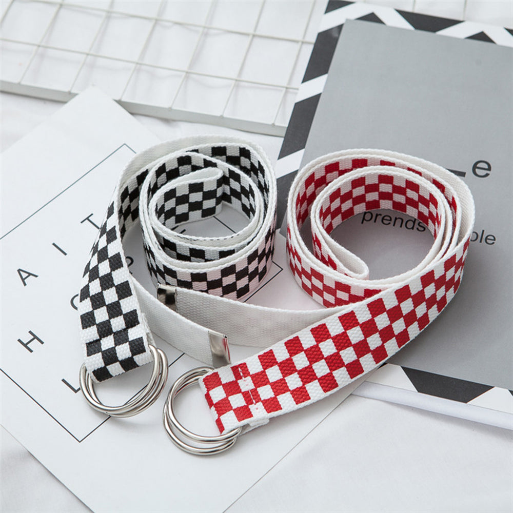 Nylon canvas plaid print belt