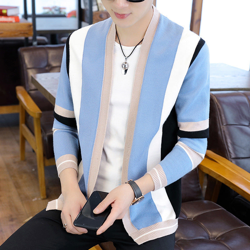 Casual Striped Men's Knitted Cardigan