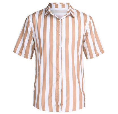 Striped casual men's shirt short sleeve