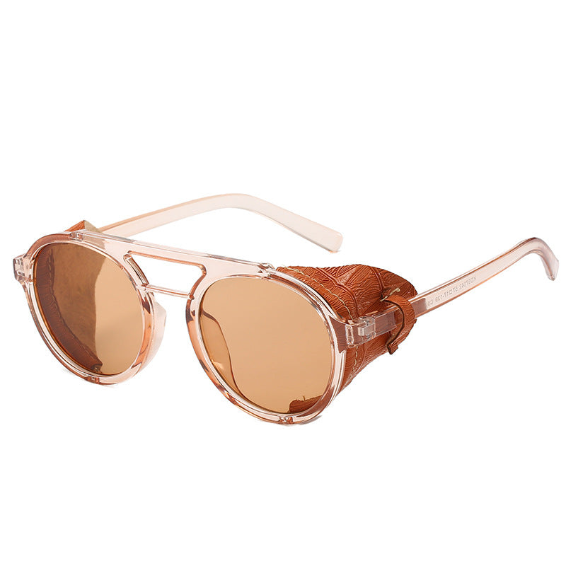 Retro round frame double beam sunglasses