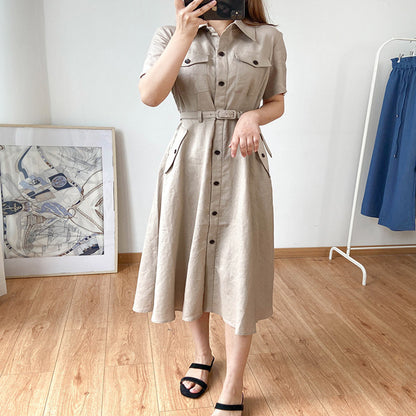 Linen French tooling style dress women