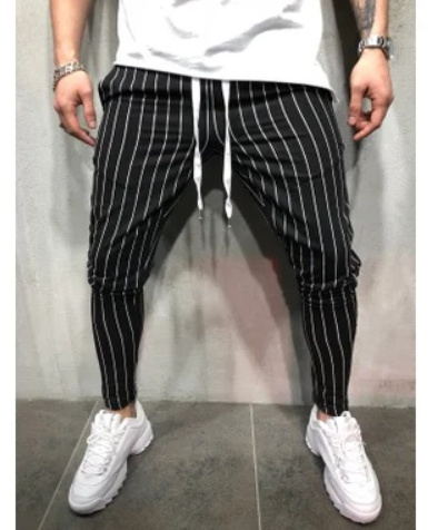 Striped tether jogging men's trousers