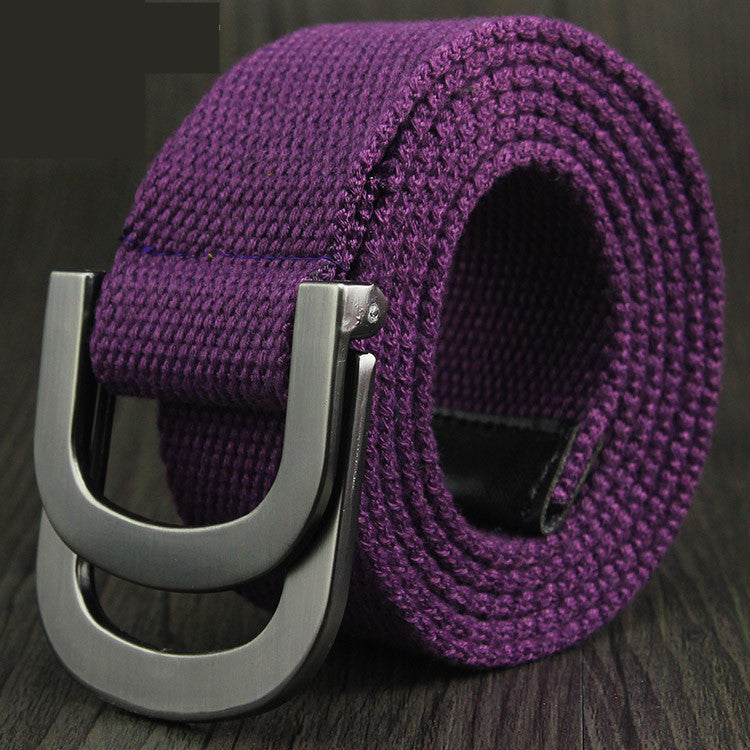 Double-loop buckle D canvas belt