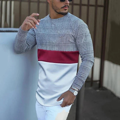 Fashion long sleeve round neck T-shirt