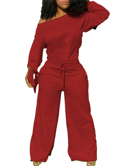 Solid color loose sexy jumpsuit