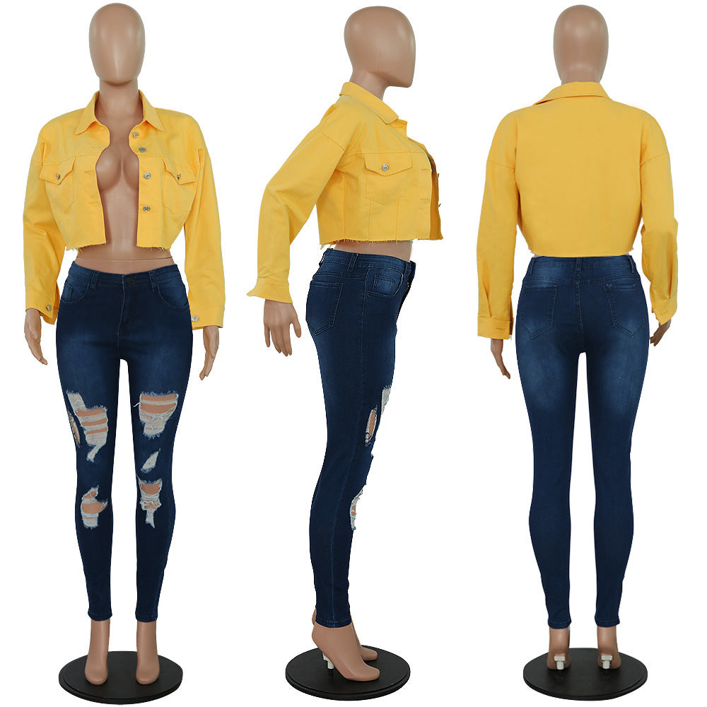 Jacket Women Streetwear Denim Jacket Women Outwear Bodycon Jeans Jackets Women Coat Casual Ladies Cropped Jackets