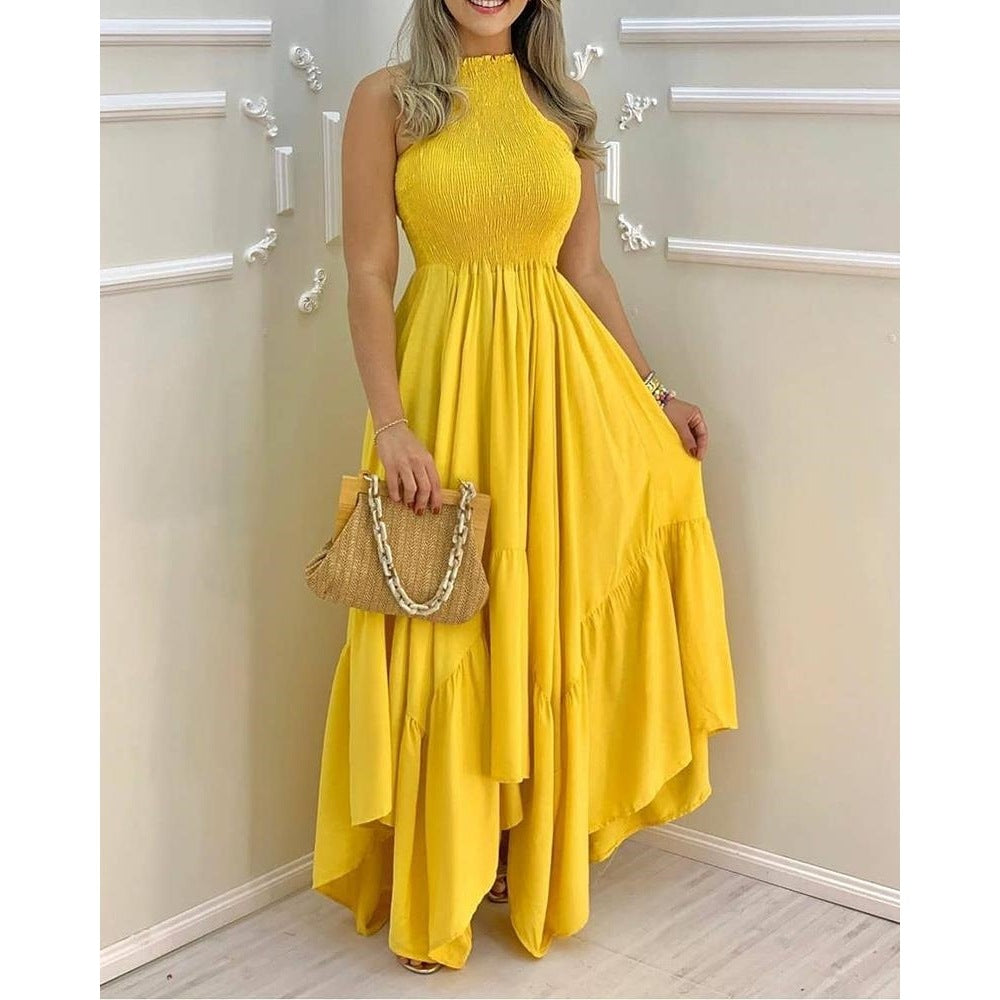 Sleeveless Round Neck Irregular Large Swing Mopping Long Skirt