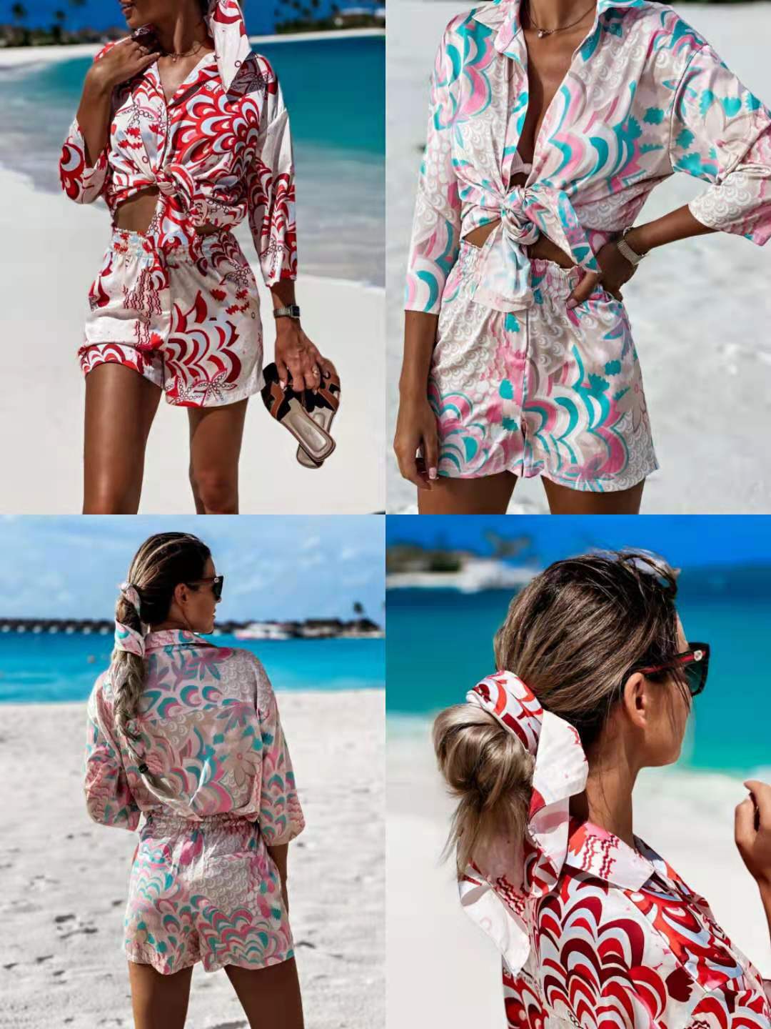 Printed Long-sleeved Shirt Shorts