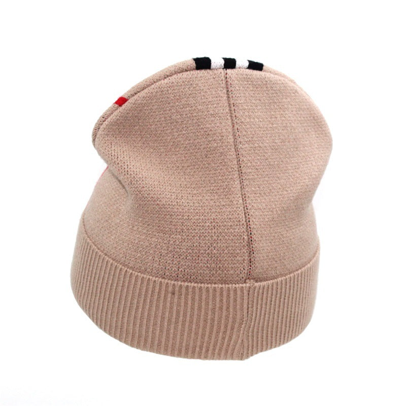 Letter Knitted Hat Warm European Ear Protection Wool Striped Outdoor Women