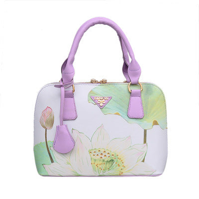 In the spring of 2021 new handbag fashion shell bag leather single shoulder bag handbag printing Chinese female wind tide